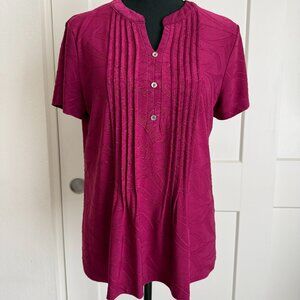 Women's Short Sleeve Maroon Career Blouse by Croft & Barrow Size Petite Medium